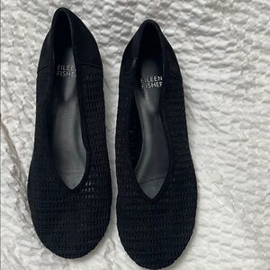Eileen Fisher Black Mesh Flats